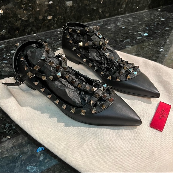 VALENTINO ballerina rockstud leather - Picture 1 of 7